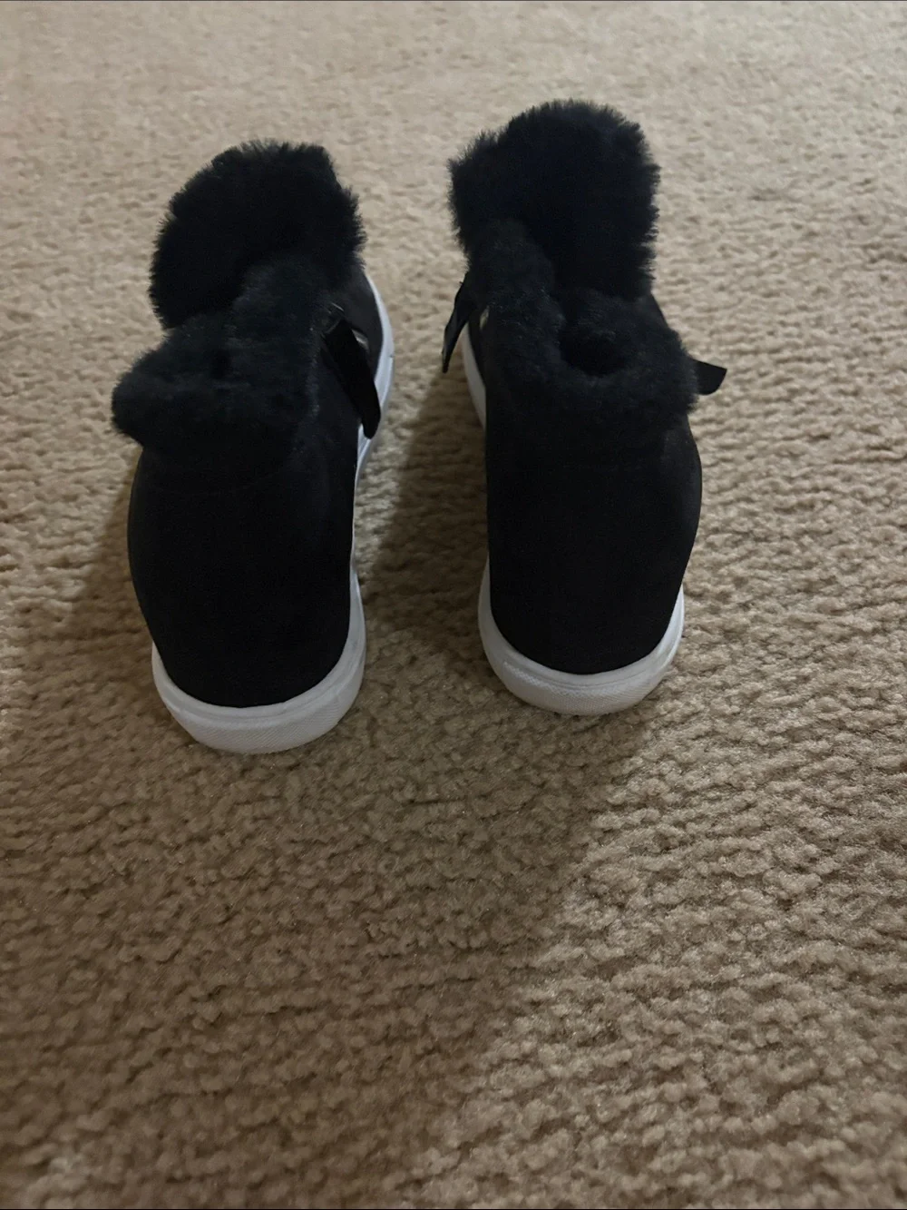 MADDEN GIRL Black Faux Fur High-Top Slip-On Sneakers